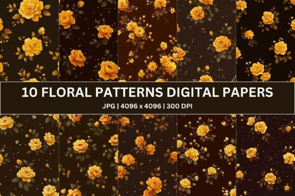 10 Yellow Rose Floral Digital Paper: A Timeless Addition to Creative Projects