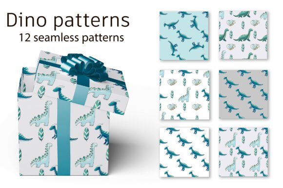 Dinosaurs Background in Blue Palette