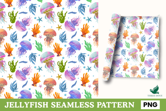 Jellyfish Seamless Pattern - 05: A Versatile Digital Design for Modern Creativity