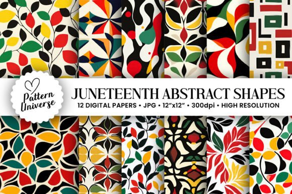 Juneteenth Abstract Shapes Digital Paper: A Creative Resource for Craft Enthusiasts