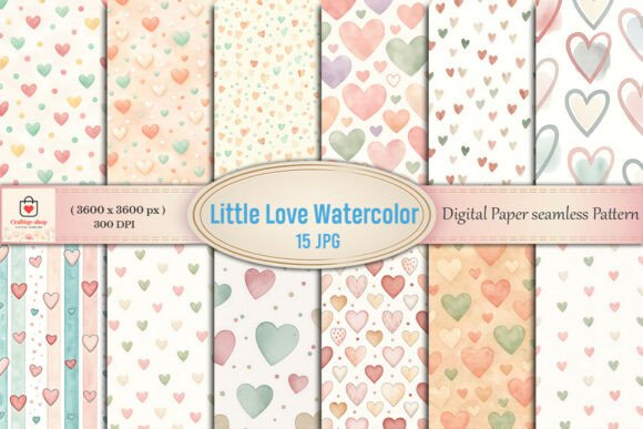 Little Love Watercolor Hearts Digital Pack: A Versatile Tool for Creative Projects