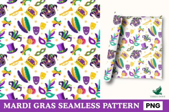 Mardi Gras Seamless Pattern - 02: A Versatile Digital Design for Creative Projects