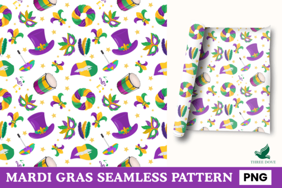 Mardi Gras Seamless Pattern - 05: A Versatile Digital Design for Creative Projects