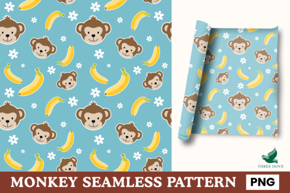 Monkey Seamless Pattern - 02: A Versatile Digital Design for Modern Creativity