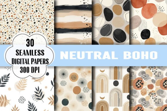 Neutral Boho Digital Pattern Pack