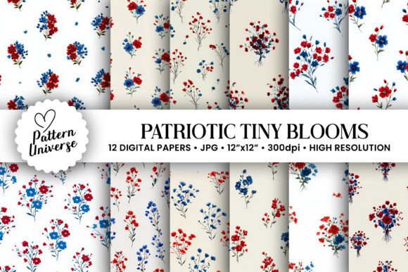Patriotic Tiny Blooms Digital Paper: A Versatile Tool for Creative Projects